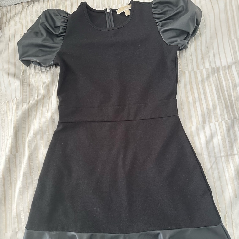 Michael Kors Black Mini Dress with Puff Sleeves